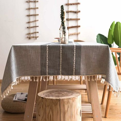 Linge de table coton 120x160 cm grise table manger (1/4)