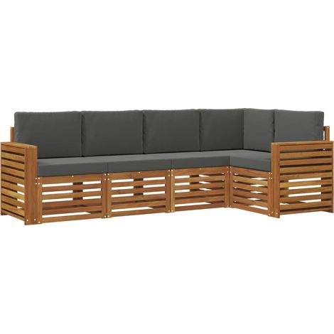 Conjunto de sofás de exterior 5 uds. Natural y Antracita vidaXL (1/5)