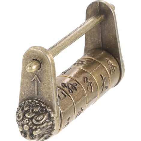 Cadenas à Mot de Passe Vintage Style Chinois en Métal Petit Format, Serrure de Tiroir et Armoire Sécurisée, Verrouillage par Texte pour Boîte à Bijoux et Meuble Ancien (1/5)