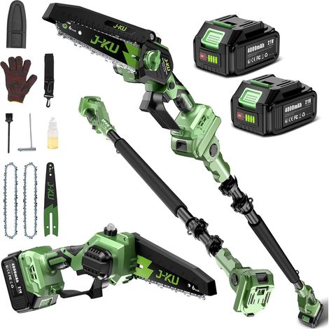 2-en-1 Elagueuse sur Perche Electrique:6 Pouces Mini Tronconneuse avec 2 Batteries 4000 mAh, Moteur Brushless, Extension Jusqu'a 4,6M, Telescopique Tronçonneuse a Batterie pour Branches et Jardin (1/5)