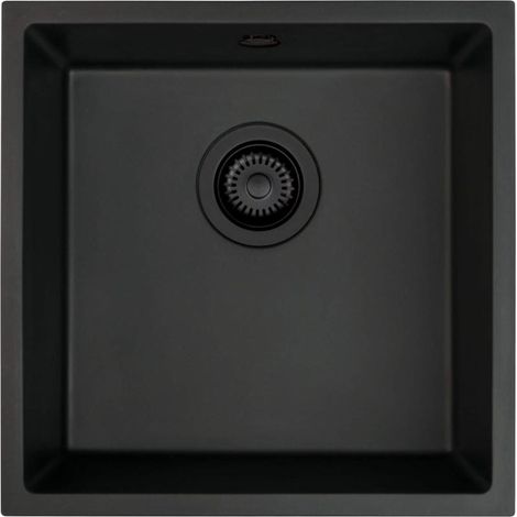 Deante CORDA ZQAN10A fregadero de granito de 1 seno, bajo encimera, negro
