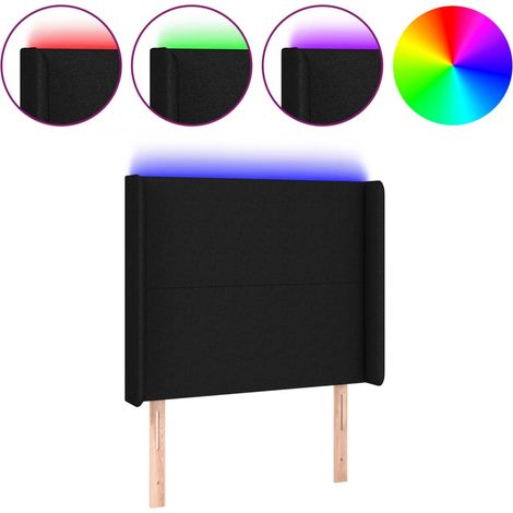 Testiera  Testata del letto a LED nero 93x16x118/128 cm in Tessuto (1/4)