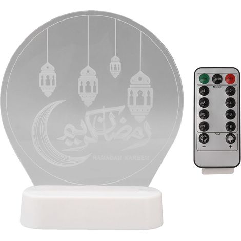 Ortviai Lampe de table 3D LED RGB pour Ramadan – Veilleuse décorative en acrylique avec télécommande, 13 x 5 cm (1/5)