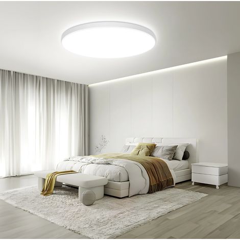 Plafonnier LED moderne RGB 24W, MEEJEE Plafonnier Tuya App Control/Cloud Assistant, Blanc Ø 30 cm, Dimmable