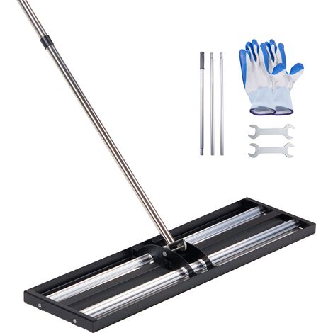 Mophorn Rastrello livellatore per prato con rullo in acciaio inox da 254x914 mm, strumento per livellare il terreno con manico regolabile da 213 cm, ideale per giardini, fattorie e campi da golf (1/5)