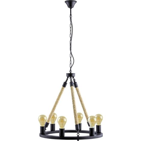 Suspension, lustre 6 flammes vintage, style industriel, lampe (1/5)