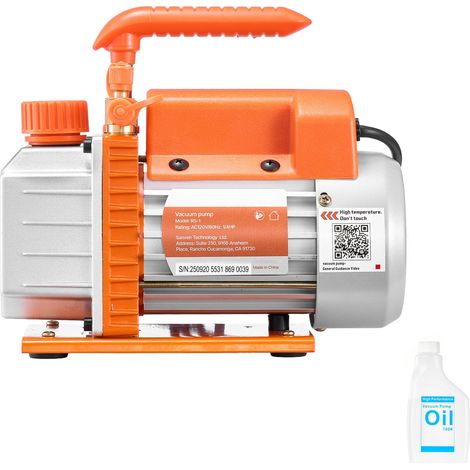 Pompe à vide 3,5 CFM 99 L/min, monoétagée à palettes rotatives, pour climatisation R134a R22 R410a, moteur 4 pôles, entretien auto et dégazage, huile incluse (1/5)