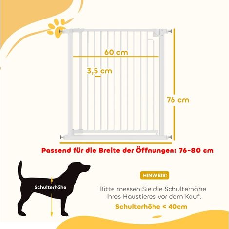 Sicherheitsgitter 80x3x76 cm aus weißem Stahl, selbstschließend für Treppe und Tür – MEUBLIV (1/5)