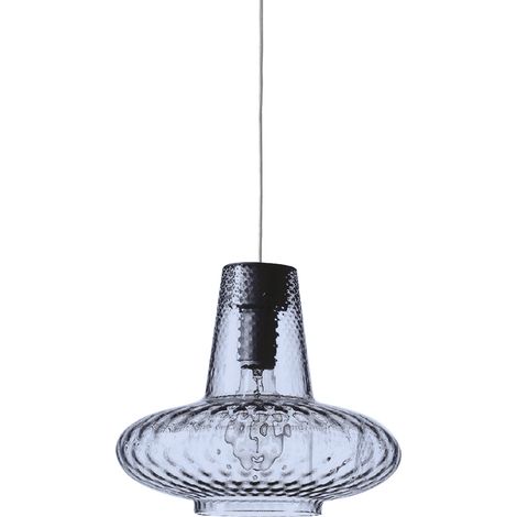 Suspension Giulietta Ø 320 X 3150 Mm. 1 X E27 70 W Hs-Ip20-Gris, Verre Bleu (1/5)