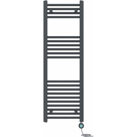 Pre-filled Bathroom Straight Electric Heated Towel Rail Radiator Thermostatic 1200x400mm Anthracite