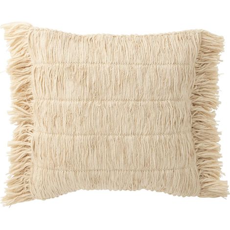Coussin Déco à Franges "Breeze" 50x50cm Crème