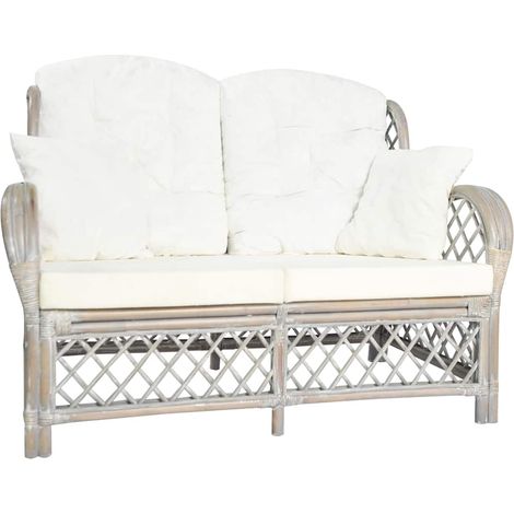 2-Sitzer-Sofa Grau Rattan
