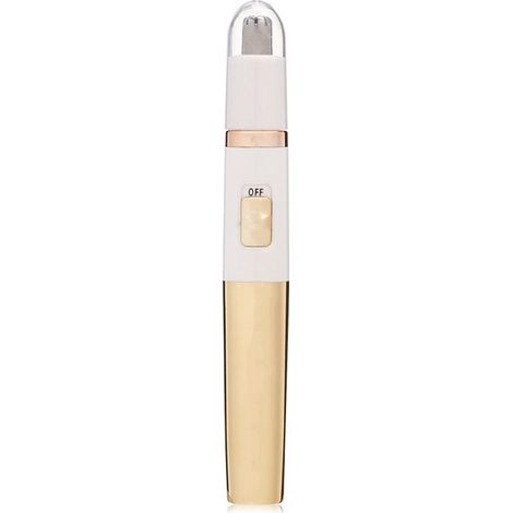 Coupe-ongles et poils nez/oreilles femme doré, épilateur nasal sans douleur professionnel, appareil à piles pour sourcils et visage, lame double face étanche, nettoyage facile (1/5)