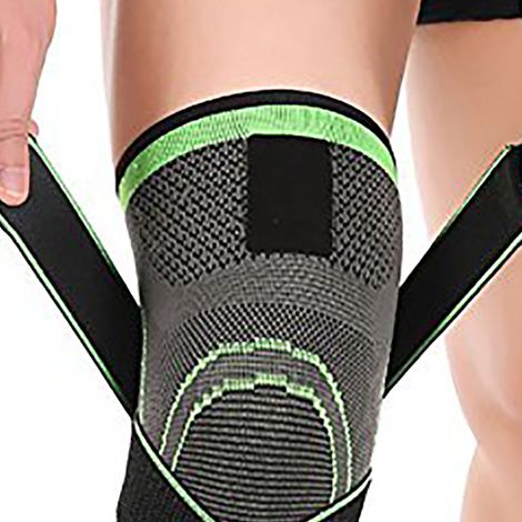 Knieorthese für Erwachsene aus 3D-Mesh, Kompressionsdesign, lindert Knieschmerzen, bietet Halt und Schutz, Größe L, grün-grau (1/5)