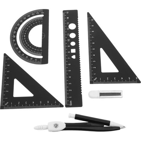Kit de règles triangulaires multi, angles en alliage d'aluminium noir (1/5)