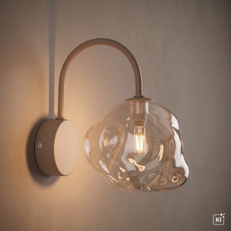 Wandlampe Beige Cognac Metall Glas G9 B: 15 cm Wandleuchte (1/5)