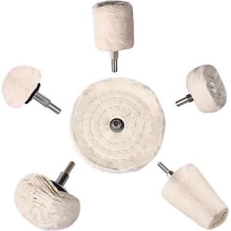 Roue de polissage en velours de coton – Kit complet avec cônes et tampons – Pour perceuse – Élimine rouille et oxydation – Pour surfaces métalliques et plastiques (1/5)