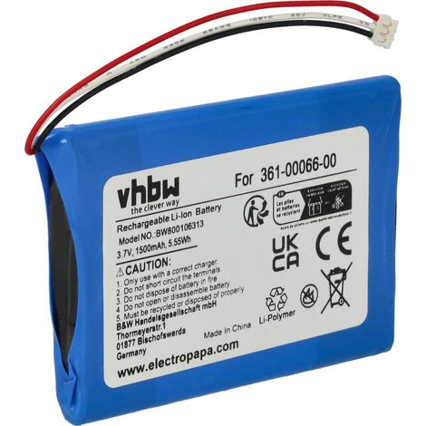 vhbw Batería compatible con Garmin Camper 760LM, 760 navegador, navi, GPS (1500 mAh, 3,7 V, Li-Ion)