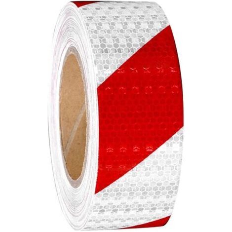 Lntyq Bande D'avertissement,Bande Réfléchissante,Bande Réfléchissante Autocollante,Ruban Adhésif Réfléchissant Avertissement,Rubalise Rouge et Blanc Ruban de Signalisation,pour L'avertissemen (1/4)