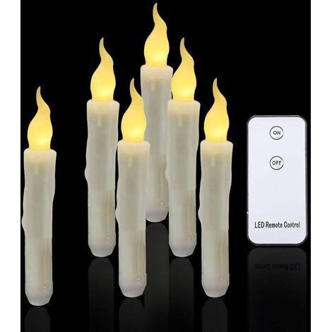 Flammenlose, flackernde Kerzen, 1 Fernbedienung, 17 cm, elfenbeinfarben, batteriebetriebene LED-Fensterkerzen, Timer, Set mit 6 flammenlosen Kunststoffkerzen (1/5)