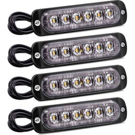 Feux Latéraux Stroboscopiques - 6 LED Par Unité - 18 Modes Clignotants - Étanche IP67 - Pour Voiture Remorque Camion Bateau Caravane - Lot De 4