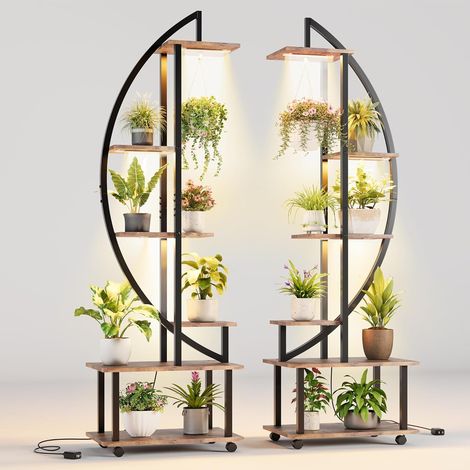 Porte Plante avec Lampe de Croissance - Support pour Plantes en 6 Niveaux, Étagère pour Plantes de 187cm Haut, Grandes étagères d'affichage pour Plantes d'intérieur, Porte Plante Interieur pour Salon (1/5)