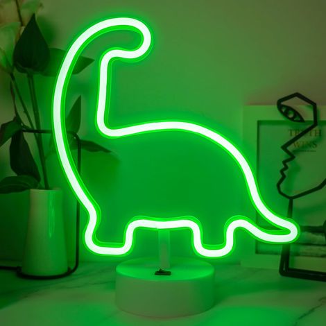 Dinosaure Néon Lumière, Panneaux Lumineux LED Alimentés par Batterie/USB, Décoration Lumineuse pour Fête d'Anniversaire Noël Chambre Lampe de Table Enfants Cadeaux