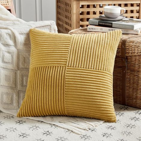 1 Housse de coussin,Velours côtelé,Motif croisé,50x50cm,Décoration salon