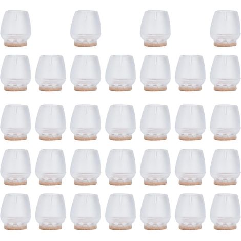 Couvre-Pieds De Meubles Antidérapants, 32 Pièces, Couvre-Pieds en Silicone pour Tables Et Chaises, Protecteur De Sol Transparent (1/5)