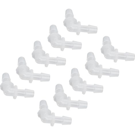 10 Stück Winkel-Schlauchverbinder 90 Grad L-Form mit gleichem Durchmesser, Kunststofffittings 7,9 mm (1/5)