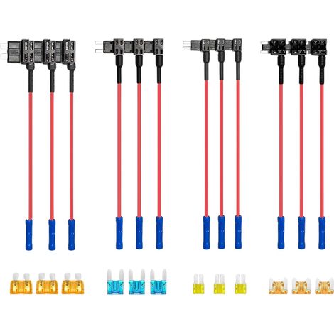 Lot de 16 voleurs d'électricité - 4 types (standard/mini/micro/micro2) avec 16 fusibles (5 A - 20 A) - Adaptateur 12 V/24 V pour voiture, camion, camping-car (1/5)