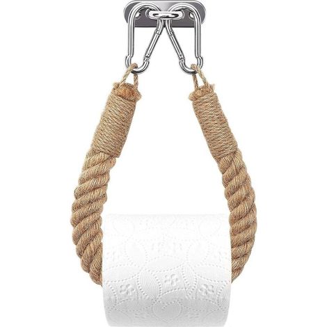 Porte-Papier Toilette,Porte-Serviette en Corde de Chanvre pour Salle de Bain et Cuisine Porte-Papier Salle de Bain Support de Rouleau de Serviette Toilette (Yellow). (1/5)