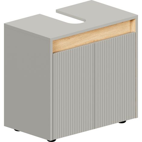 BERNSTEIN - Mobile lavabo da appoggio MDF grigio seta opaco 60x35x54cm (LxPxA) + 2 ante - BELDIVO	Grigio seta opaco