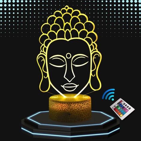 Lampe de Chevet 3D LED Bouddha Zen, Veilleuse changement de couleurs, Lampe tactile bureau et chambre, Eclairage d’ambiance (1/4)