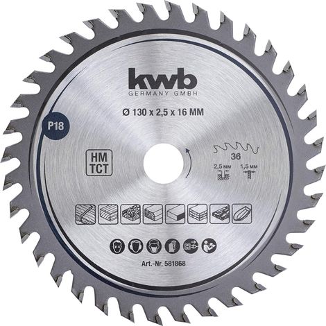 kwb Kreissägeblatt 130 x 16 mm, sehr feiner Schnitt, Sägeblatt geeignet für Arbeitsplatten, Holz und beschichtete Platten (1/5)