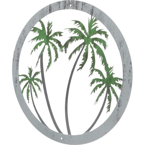 Décoration Murale Métal Arbre Palmier Ronde Artisanat Décoratif Pour Maison Jardin Et Bureau Ornement Élégant Pour Intérieur Et Extérieur (1/5)