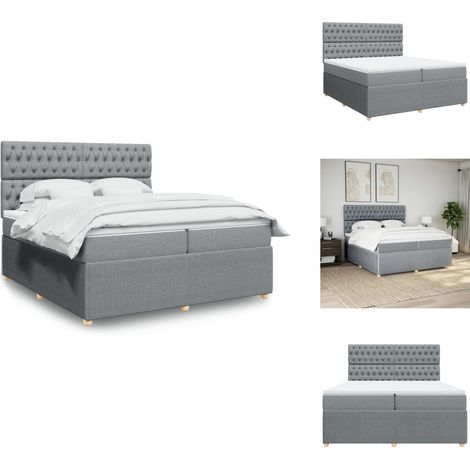 Sommier à lattes de lit avec matelas Gris clair 200x200cm Tissu - Sommier À Lattes De Lit - Sommiers À Lattes De Lit - Lit - Meuble De Chambre À Coucher (1/5)