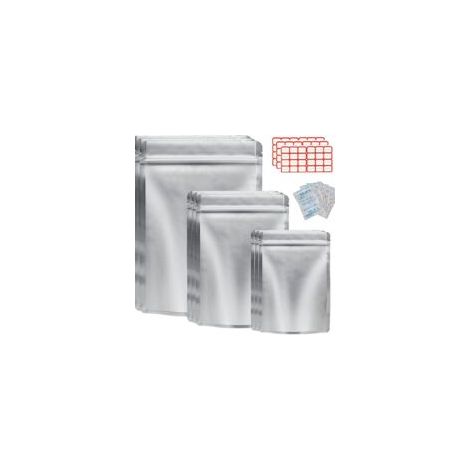 Lot de 50 sachets Mylar avec absorbeurs d'oxygène pour la conservation des aliments, refermables pour les céréales-Crezuo