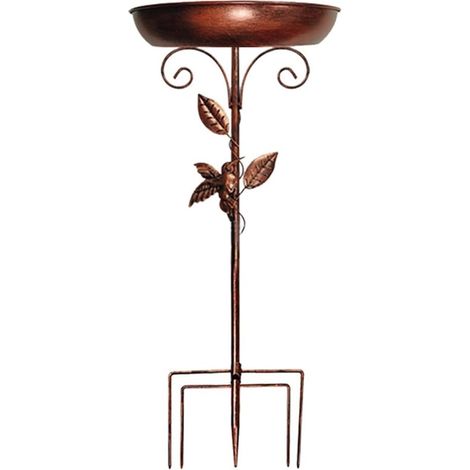 76 cm großes Vogelbad aus Metall, 12,5 cm großer Spannfuß und abnehmbarer Metallpfahl, robustes und langlebiges Gartenvogelbad im Vintage-Stil, ideal für die Außendekoration von Terrasse, Garten und R