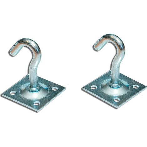 Fester Haken 8 x 55 mm mit 45 x 45 mm Platte, AP07 verzinkt, Blisterverpackung mit 2 Stück (1/2)