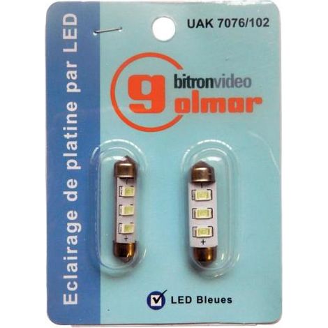 Ampoules festoon LED GOLMAR UAK7076/102 Lot de 2 35 mm 12V Bleu 0,7W (1/2)