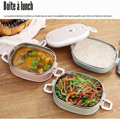 Boîte à Lunch, Conteneurs à Lunch pour Aliments Chauds à Isolation Thermique, Boîte à Lunch Bento pour Enfants (1800 ml 2 couches) (1/5)