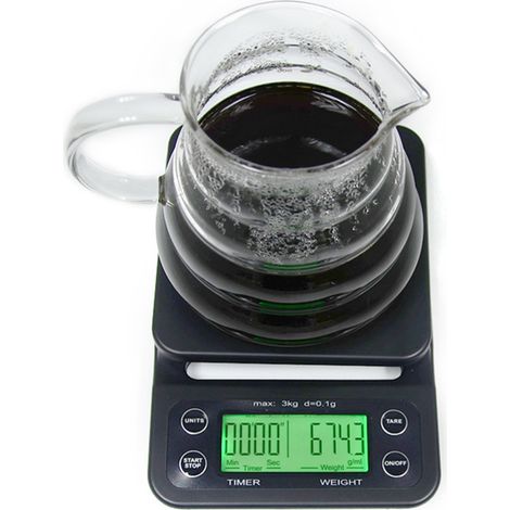 Italienische elektronische Waage für Filterkaffee, Küchenwaage mit Timer. (1/5)