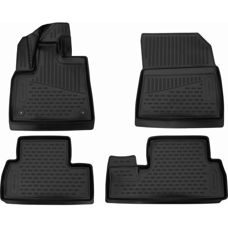 KIT TAPPETINI 3D COMPATIBILE CON PEUGEOT Rifter, 2018-, minivan, 5- 3 pc. passenger version, Europe, 4 pcs. TAPPETINO IN GOMMA TPE BORDO ALTO 3D ANTISCIVOLO IMPERMEABILE (1/5)
