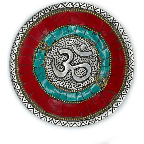 Assiette Om Décor Tibétain Porte-Cône et Bâton- Vendu par 1 (1/2)