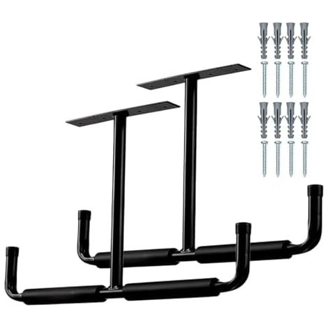 Support de rangement au plafond – Crochets robustes pour garage Cintres d'échelle en acier avec supports solides vélos, système monté sur coffre outils et - (1/5)