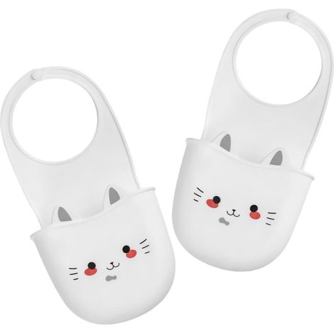 Lntyq 2 pièces Support Éponge Évier Cuisine, Panier Rangement Suspendu Forme de Chat, Égouttoir Multifonctionnel pour Organisateur Cuisine, Accessoires et Gain de Place, Matériau PP, Blanc, 188cm