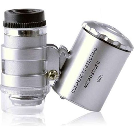 YMYNY Loupe éclairante 60X loupe poche mini microscope de poche loupe UV détecteur de monnaie bijoutier loupe avec la lumière LED (1/4)