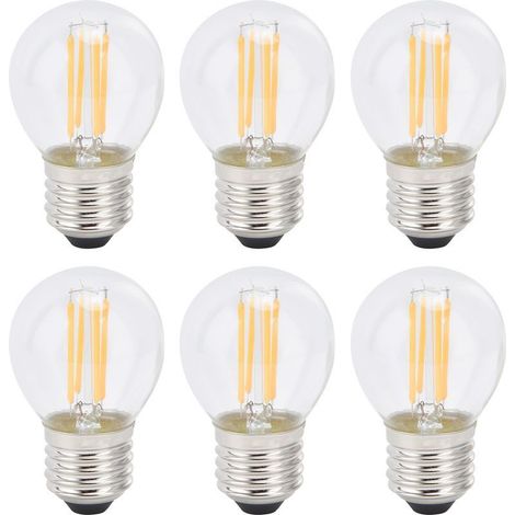 Lot de 6 ampoules LED rétro G45, culot E27, transparentes, idéales pour la décoration intérieure, 6 watts, 110 volts, lumière chaude (1/5)