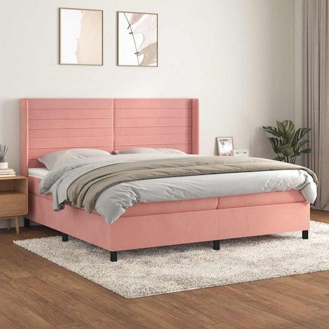 Sommier à lattes de lit avec matelas Rose 200x200 cm Velours (1/5)